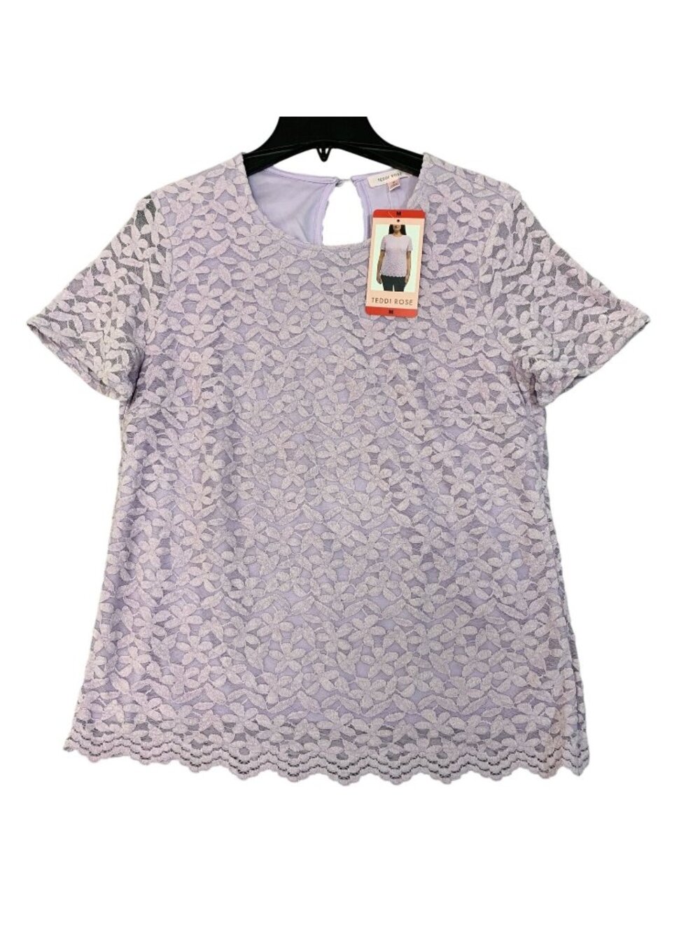 NWT Teddi Rose Women's M Lavender Lace Floral Top